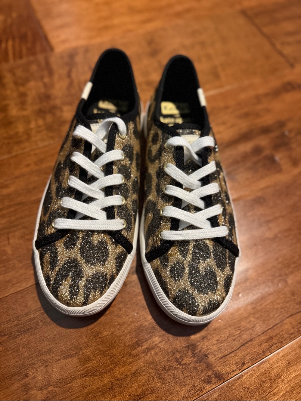Kate Spade Keds Leopard Print Glitter Low-Top Sneakers - Size 2.5